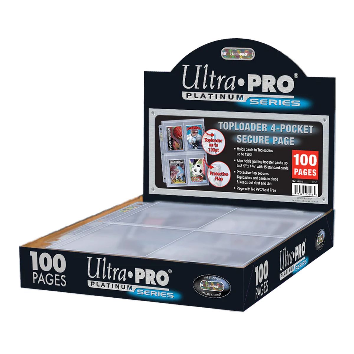 100 Pages de Classeur - 4 Cases Pour Toploaders : Secure Pages - Platinum Series - Ultra Pro