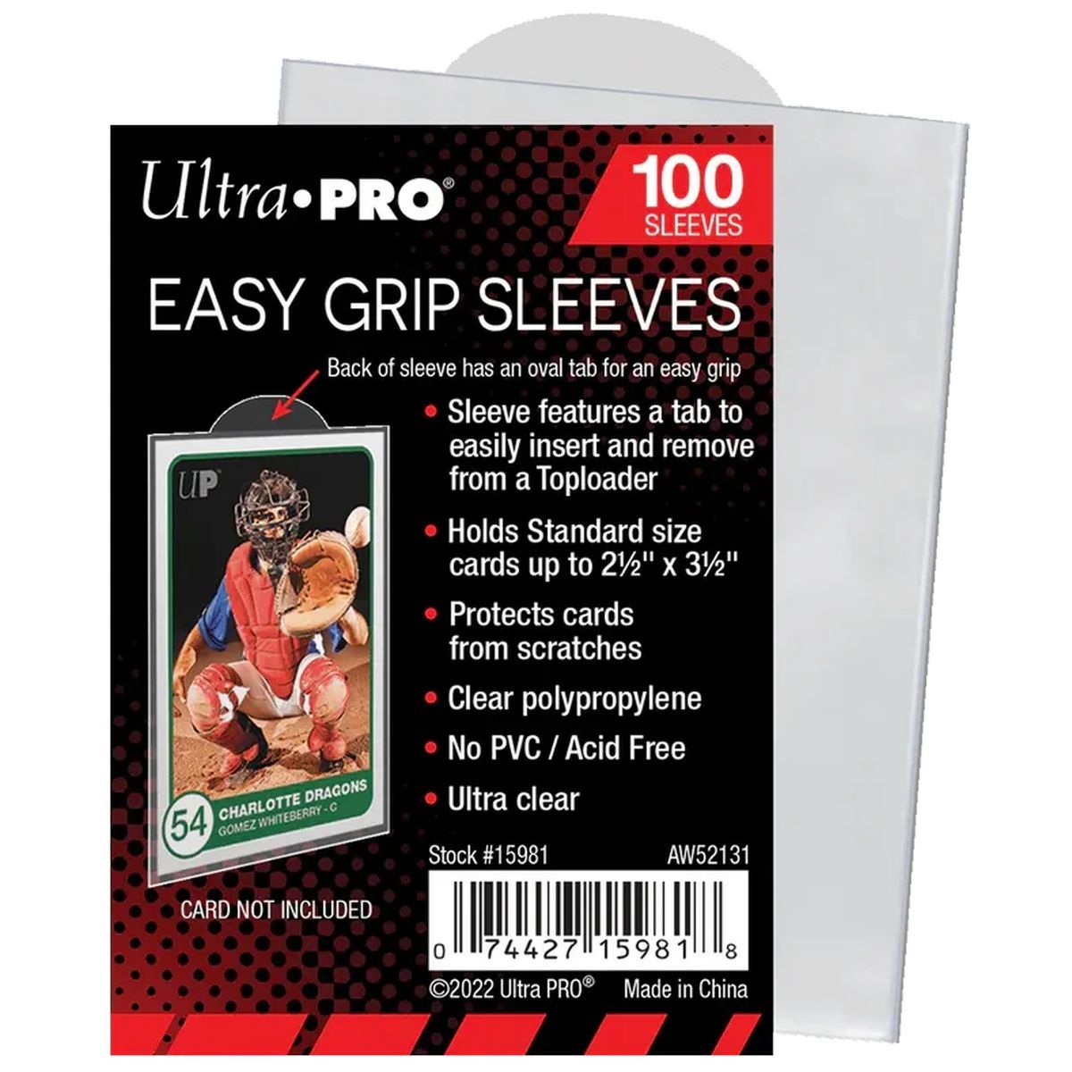 100 Protèges Cartes - Standard - Easy Grip Sleeves 2.5"x3.5" - Souple - Ultra Pro