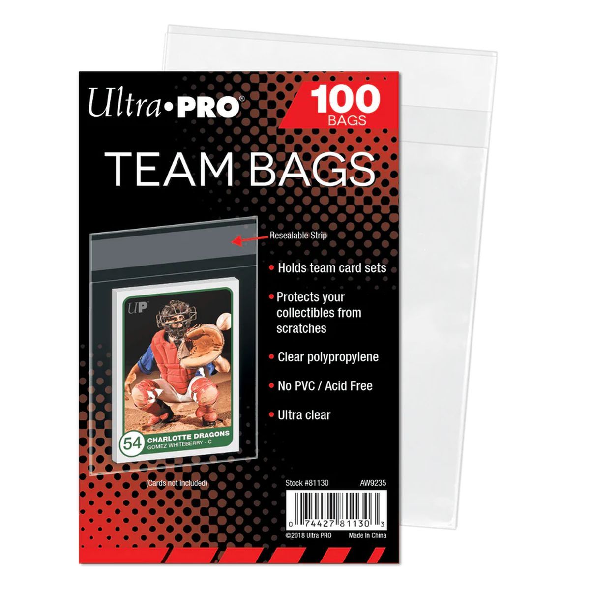 Item 100 Team Bags - Resealable - Sachets/Pochettes Refermables - Ultra Pro