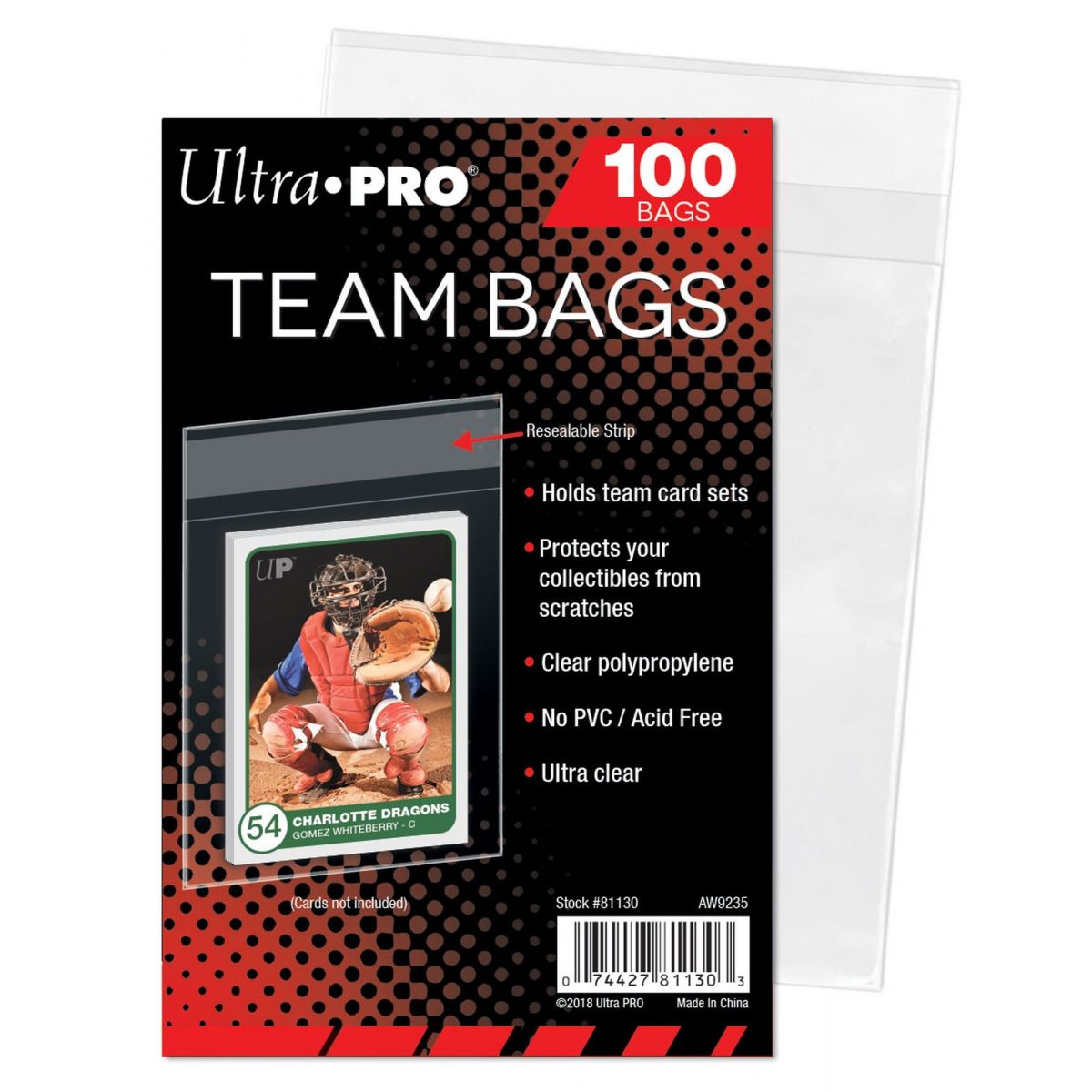 Item Ultra Pro - Team Bags - Resealable - Sleeves Refermables Top Loader (100)
