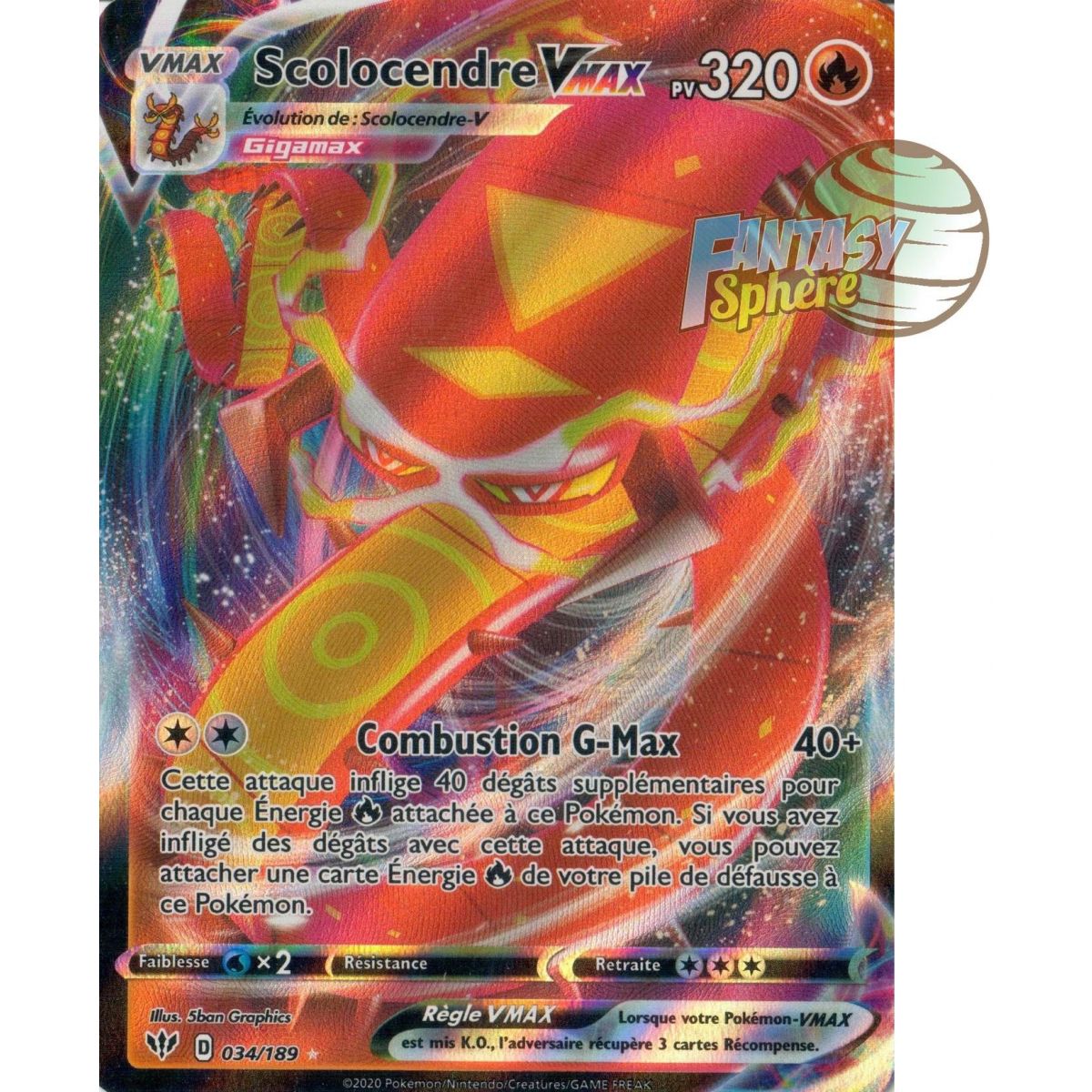 Scolocendre Vmax - Full Art Ultra Rare  34/189  - EB03 Ténèbres Embrasées