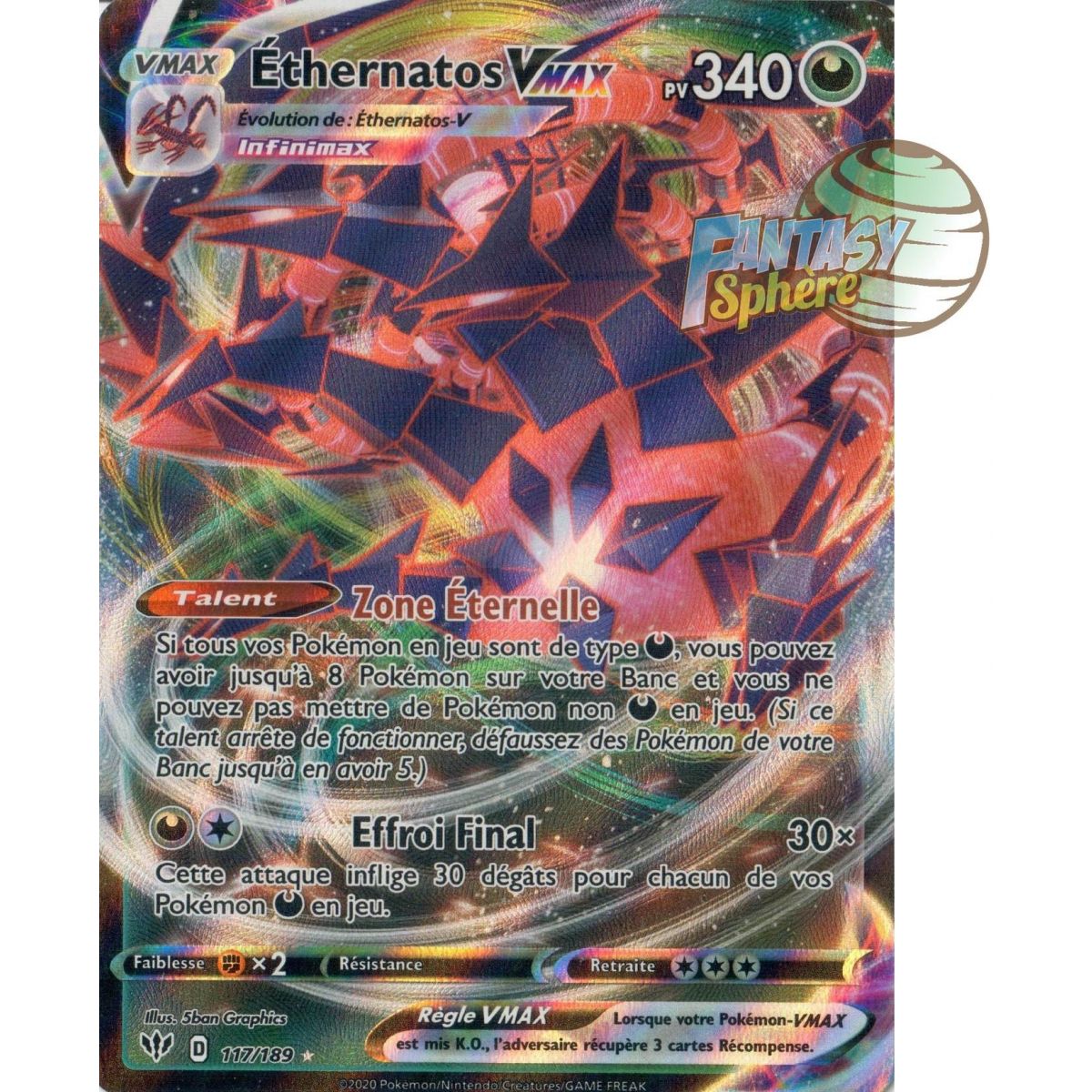 Ethernatos Vmax - Full Art Ultra Rare  117/189  - EB03 Ténèbres Embrasées