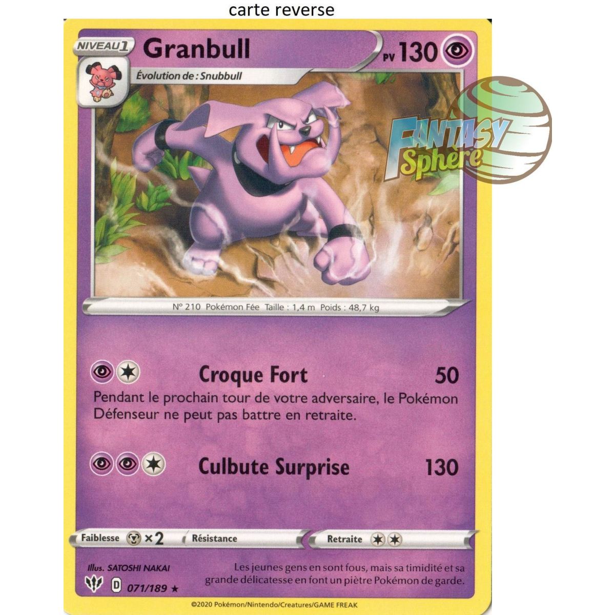 Item Granbull - Reverse 71/189  - EB03 Ténèbres Embrasées