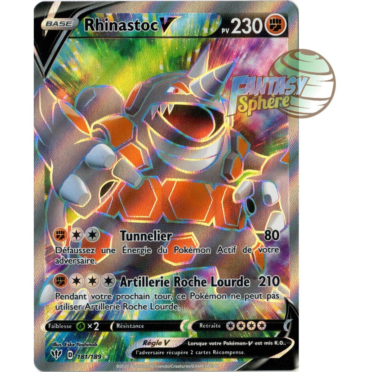 Carte Pokémon Dracaufeu V 019/189 EB03 Épée Bouclier Ténèbres