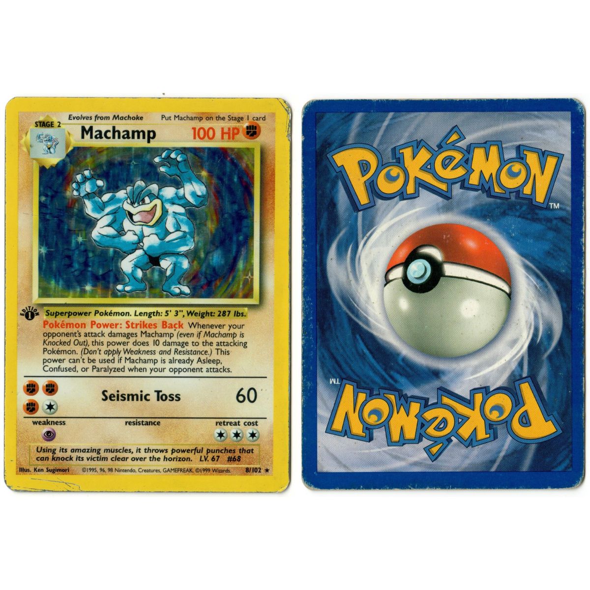 Machamp 8/102 Set de Base Holo 1st Anglais Voir Scan