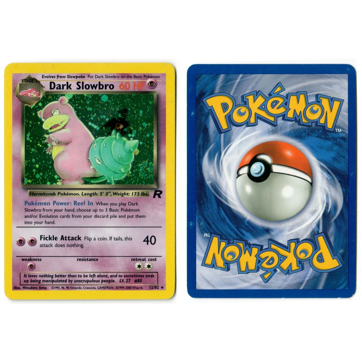 Dark Slowbro 12/82 Team Rocket Holo Unlimited Anglais Voir Scan