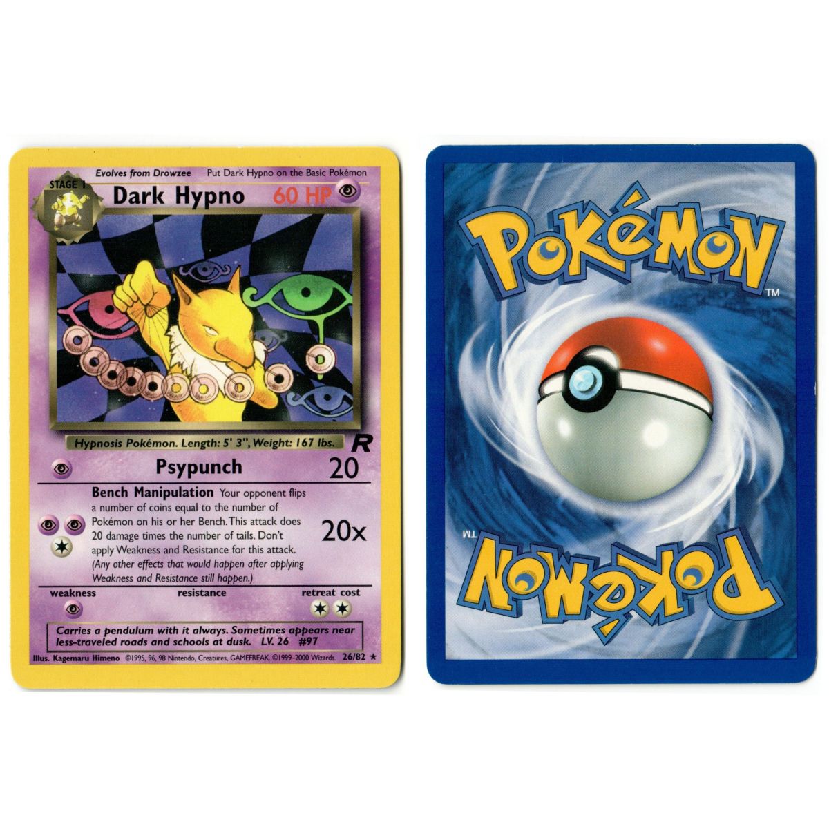 Dark Hypno 26/82 Team Rocket Rare Unlimited Anglais Voir Scan