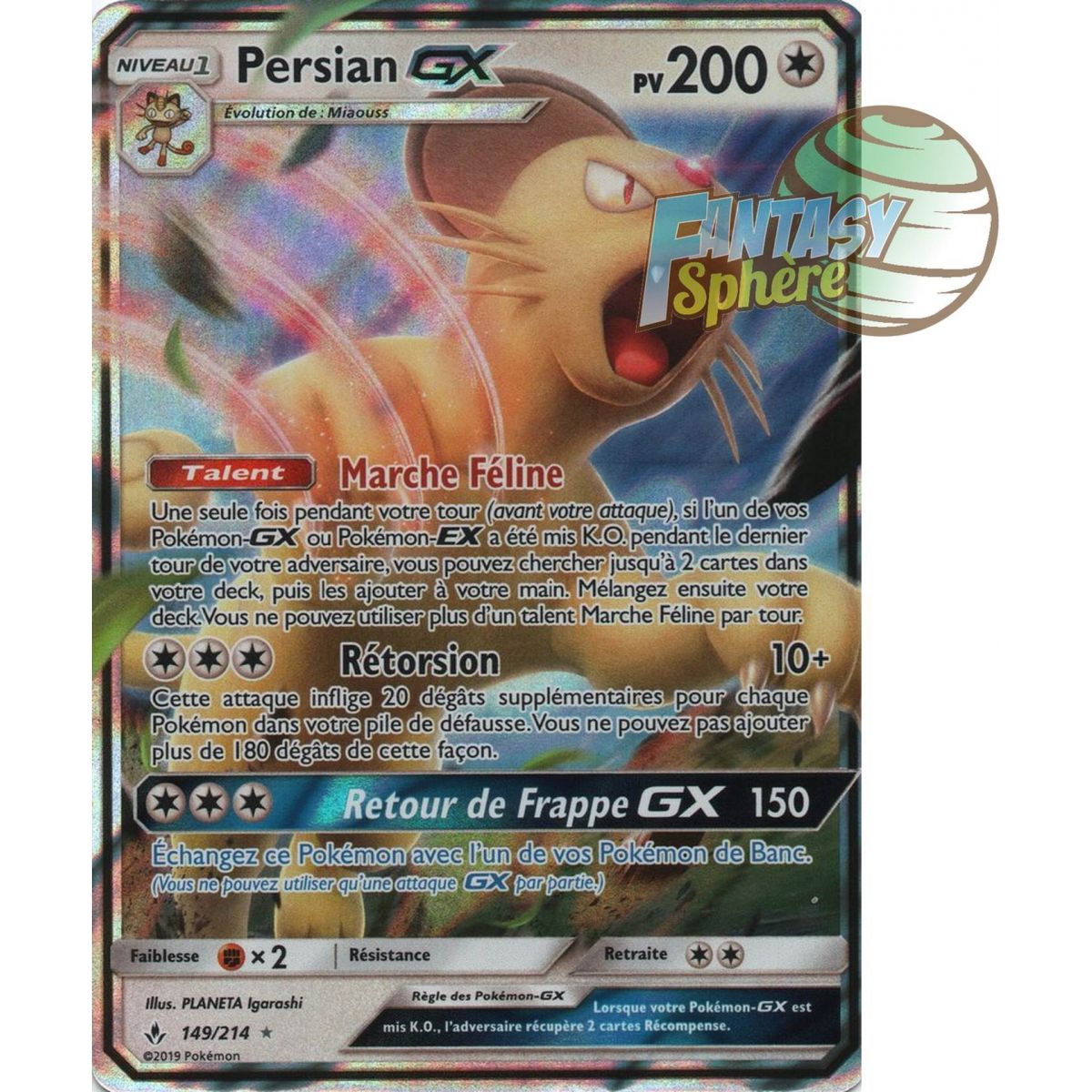 Item Persian GX - Ultra Rare 149/214 - Soleil et Lune 10 Alliance Infaillible