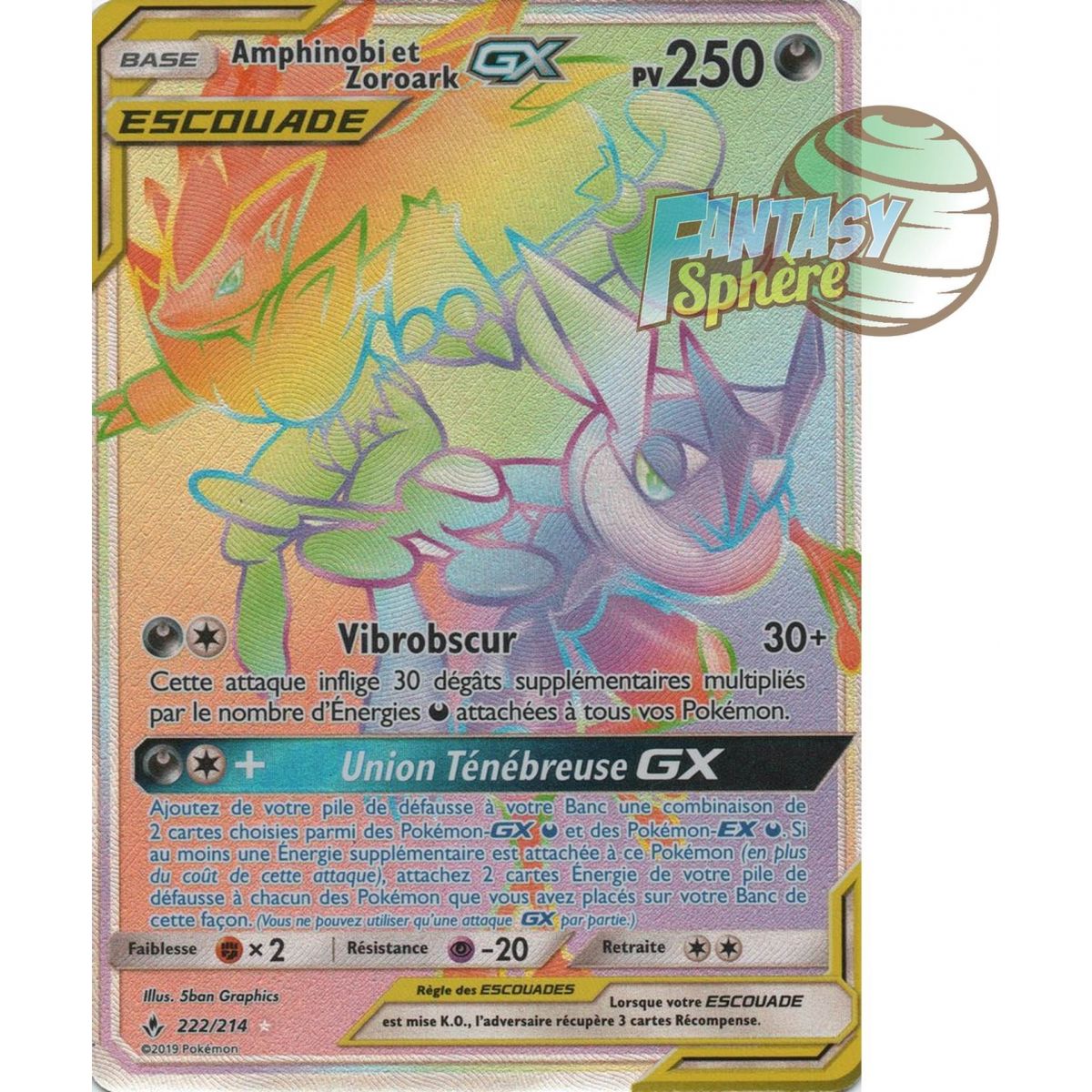 Amphinobi et Zoroark GX - Secret Rare 222/214 - Soleil et Lune 10 Alliance Infaillible