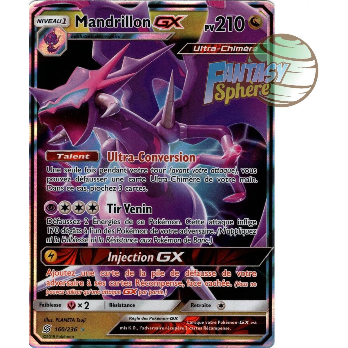 Mandrillon GX - Ultra Rare 160/236 - Soleil et Lune 11 Harmonie des Esprits