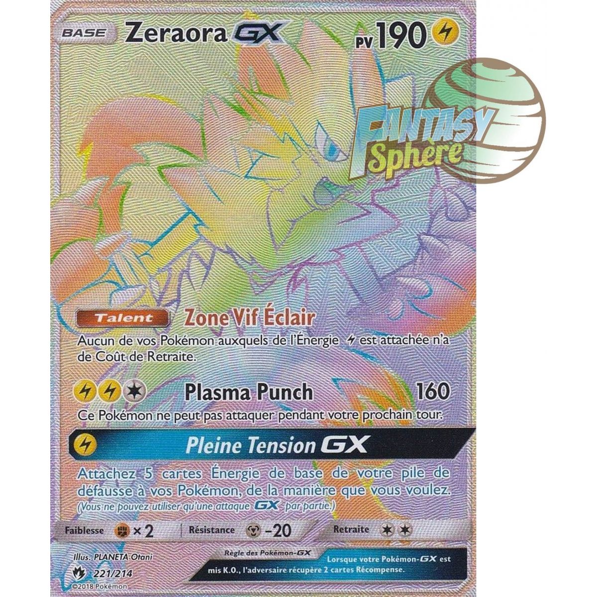Zeraora GX - Secret Rare 221/214 - Soleil et Lune 8 Tonnerre Perdu
