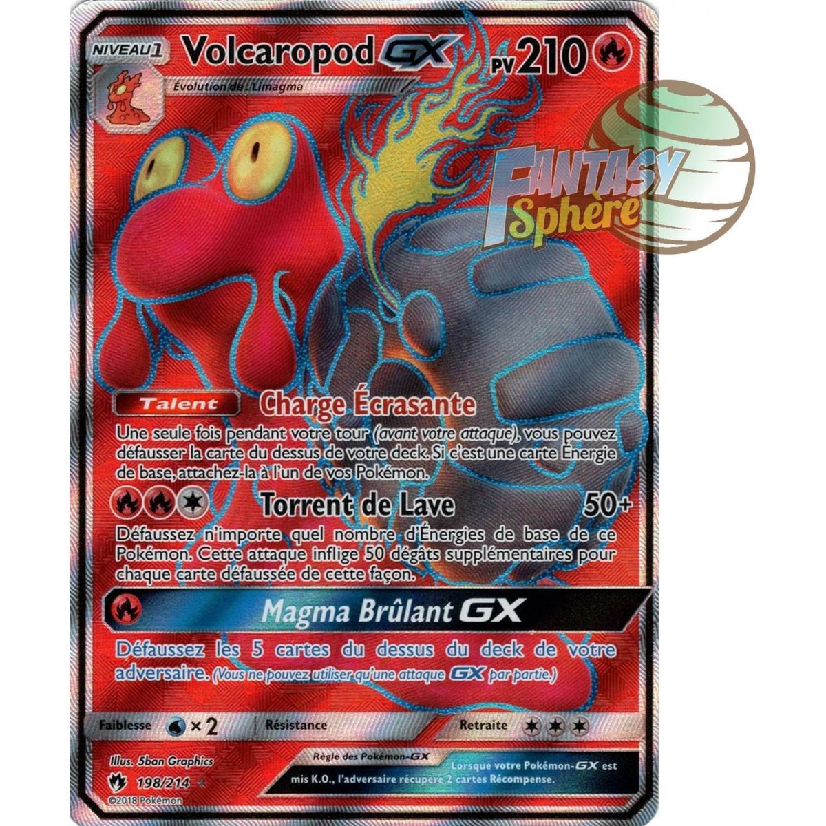Volcaropod GX - Full Art Ultra Rare  198/214 - Soleil et Lune 8 Tonnerre Perdu