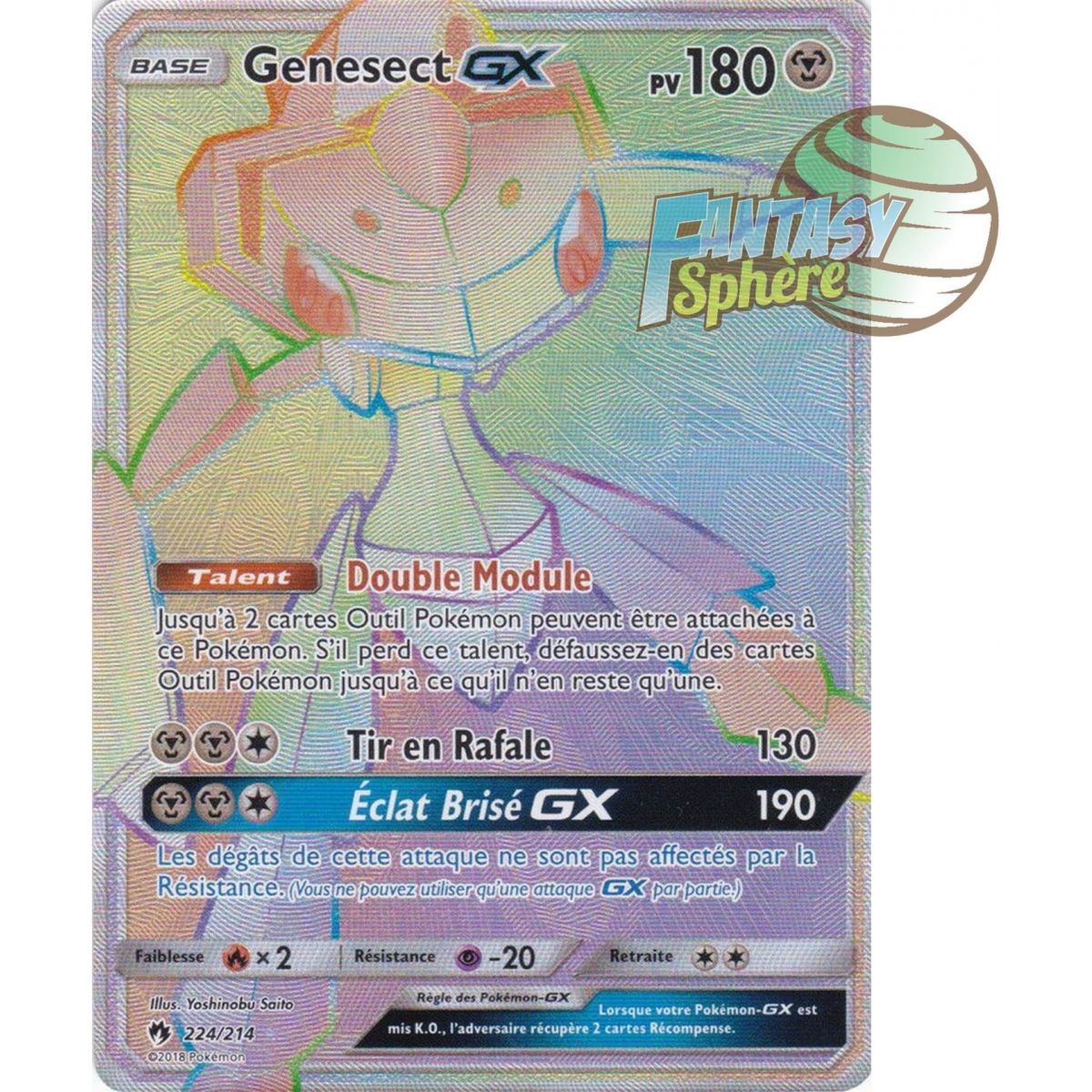 Item Genesect GX - Secret Rare 224/214 - Soleil et Lune 8 Tonnerre Perdu