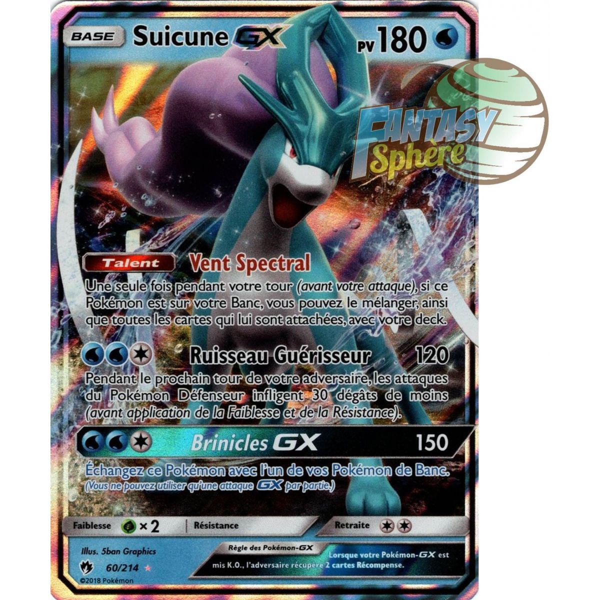 Item Suicune GX - Ultra Rare 60/214 - Soleil et Lune 8 Tonnerre Perdu