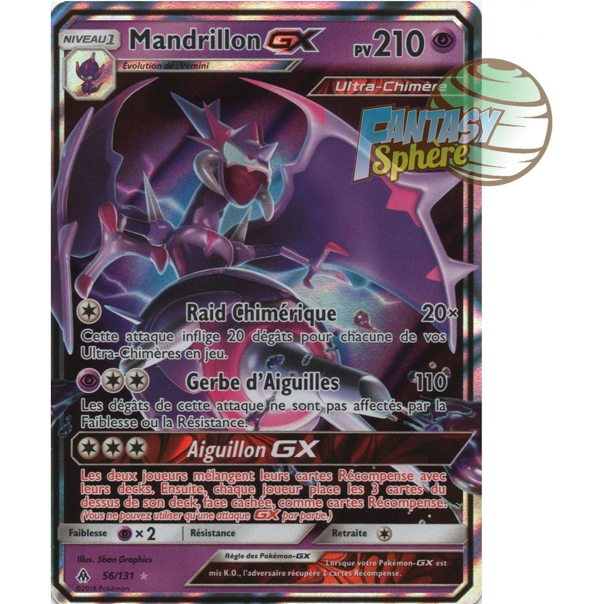 Mandrillon GX - Ultra Rare 56/131 - Soleil et Lune 6 Lumière Interdite