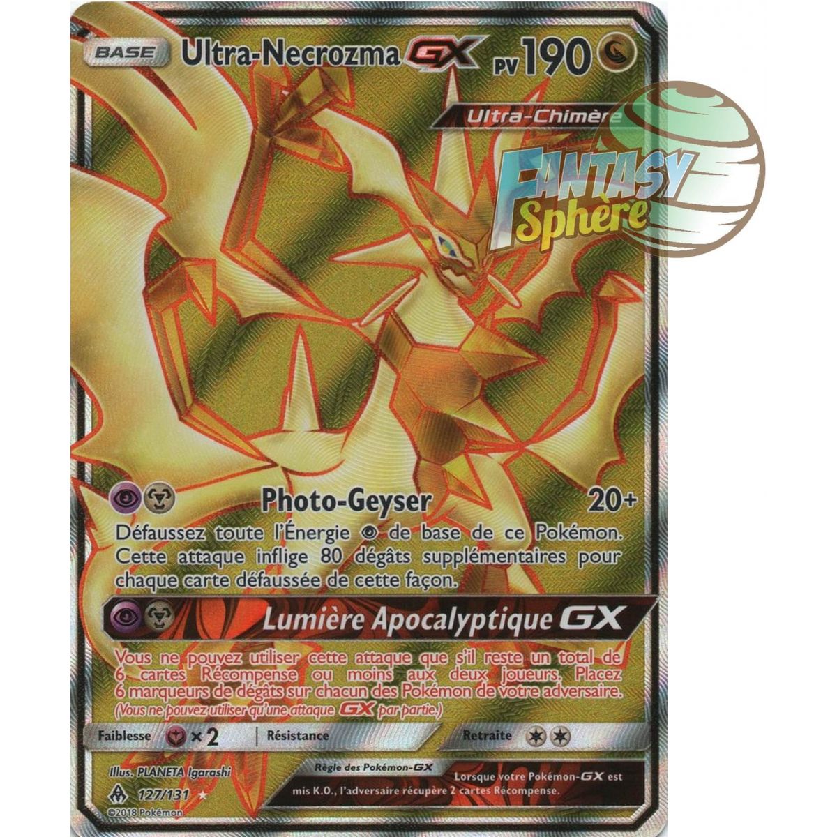 Ultra-Necrozma GX - Full Art Ultra Rare  127/131 - Soleil et Lune 6 Lumière Interdite
