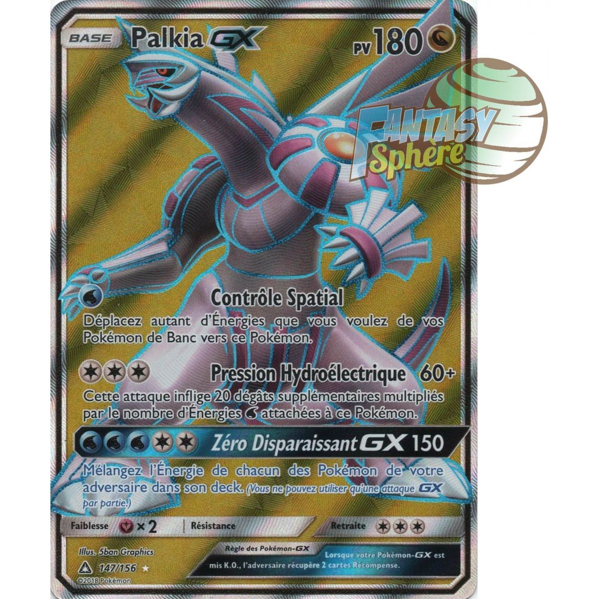 Palkia GX - Full Art Ultra Rare  147/156 - Soleil et Lune 5 Ultra Prisme