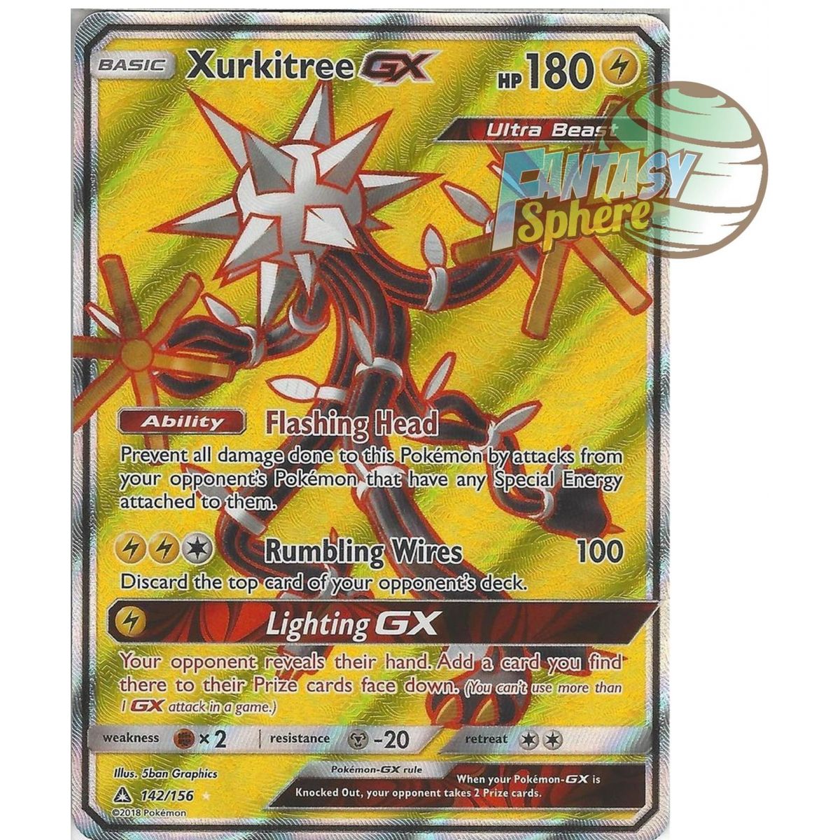 Câblifère GX - Full Art Ultra Rare  142/156 - Soleil et Lune 5 Ultra Prisme