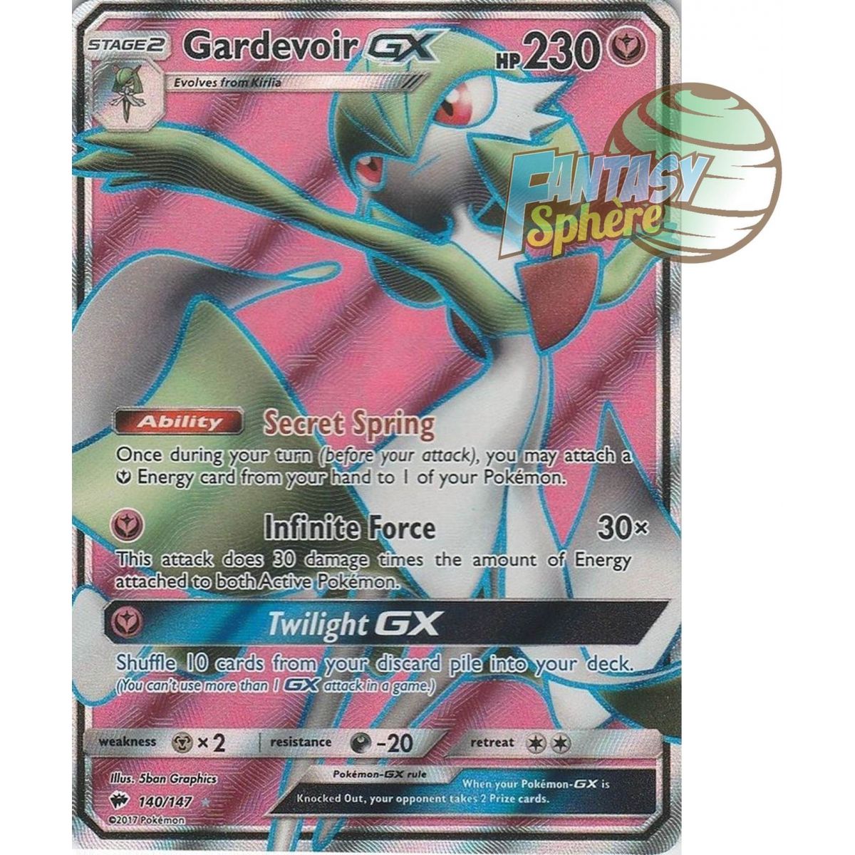 Item Gardevoir GX - Full Art Ultra Rare  140/147 - Soleil et Lune 3 Ombres Ardentes