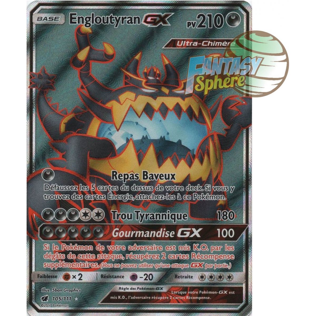 Engloutyran GX - Full Art Ultra Rare  105/111 - Soleil et Lune 4 Invasion Carmin