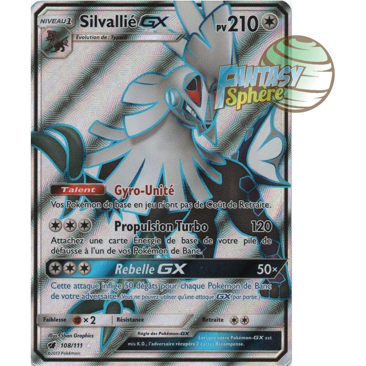 Silvallié GX - Full Art Ultra Rare  108/111 - Soleil et Lune 4 Invasion Carmin