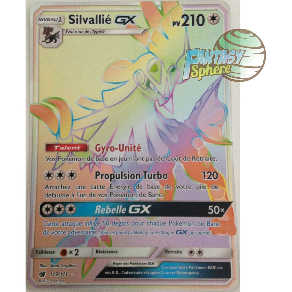 Silvallié GX - Secret Rare 119/111 - Soleil et Lune 4 Invasion Carmin