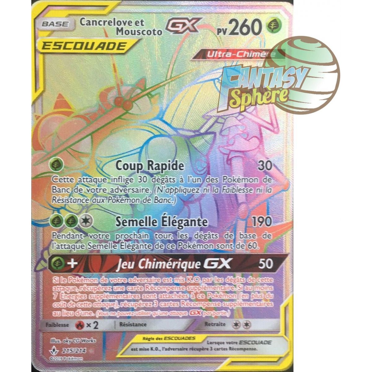 Cancrelove et Mouscoto GX - Secret Rare 215/214 - Soleil et Lune 10 Alliance Infaillible