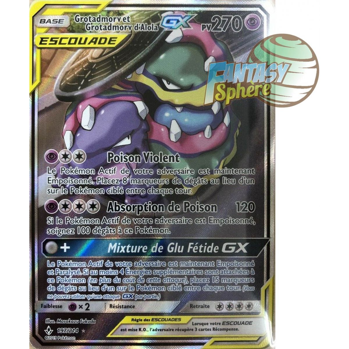 Grotadmorv et Grotadmorv d'Alola GX - Full Art Ultra Rare  197/214 - Soleil et Lune 10 Alliance Infaillible