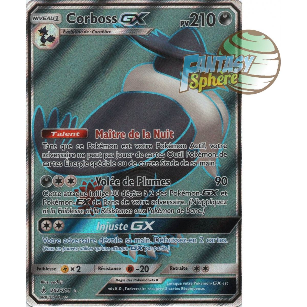 Corboss GX - Full Art Ultra Rare  202/214 - Soleil et Lune 10 Alliance Infaillible