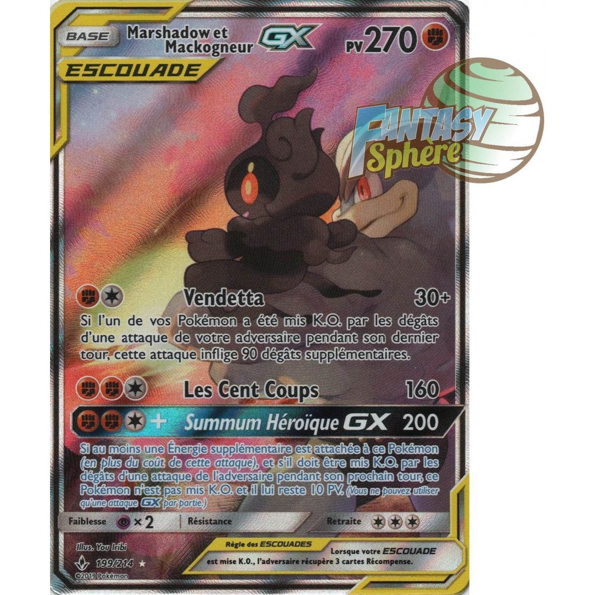 Marshadow et Mackogneur GX - Full Art Ultra Rare  199/214 - Soleil et Lune 10 Alliance Infaillible