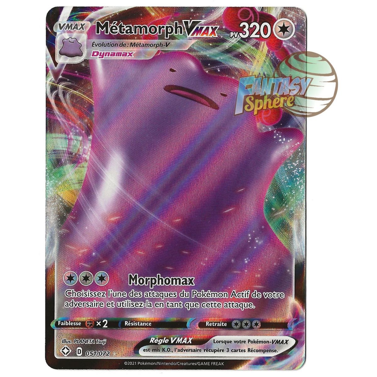 Metamorph Vmax - Full Art Ultra Rare 51/72 - Epee et Bouclier Destinées Radieuses