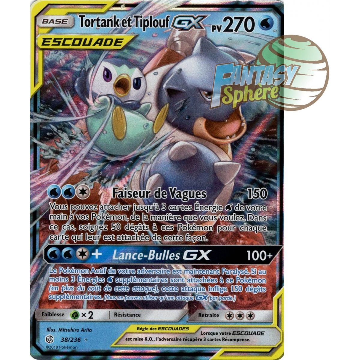 Tortank et Tiplouf GX - Ultra Rare 38/236 - Soleil et Lune 12 Éclipse Cosmique