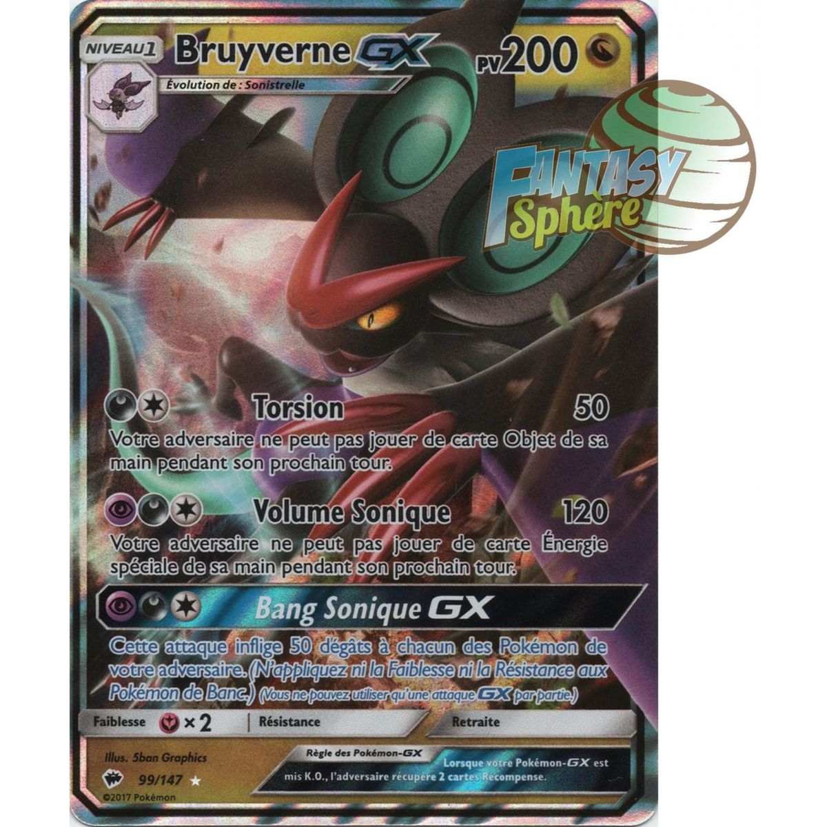 Bruyverne GX - Ultra Rare 99/147 - Soleil et Lune 3 Ombres Ardentes