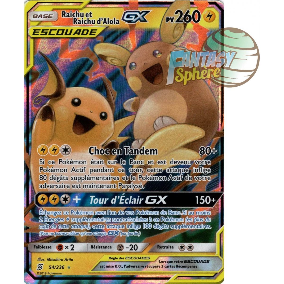 Raichu et Raichu d'Alola GX - Ultra Rare 54/236 - Soleil et Lune 11 Harmonie des Esprits