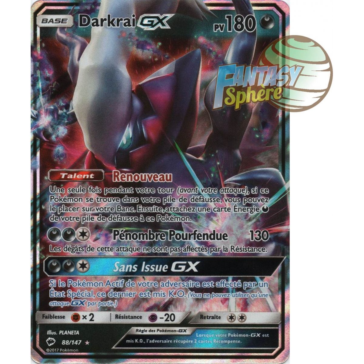 Item Darkrai GX - Ultra Rare 88/147 - Soleil et Lune 3 Ombres Ardentes