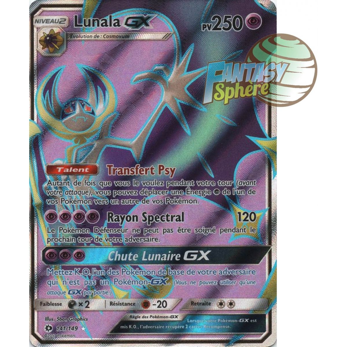 Lunala GX - Full Art Ultra Rare  141/149 - Soleil et Lune 1