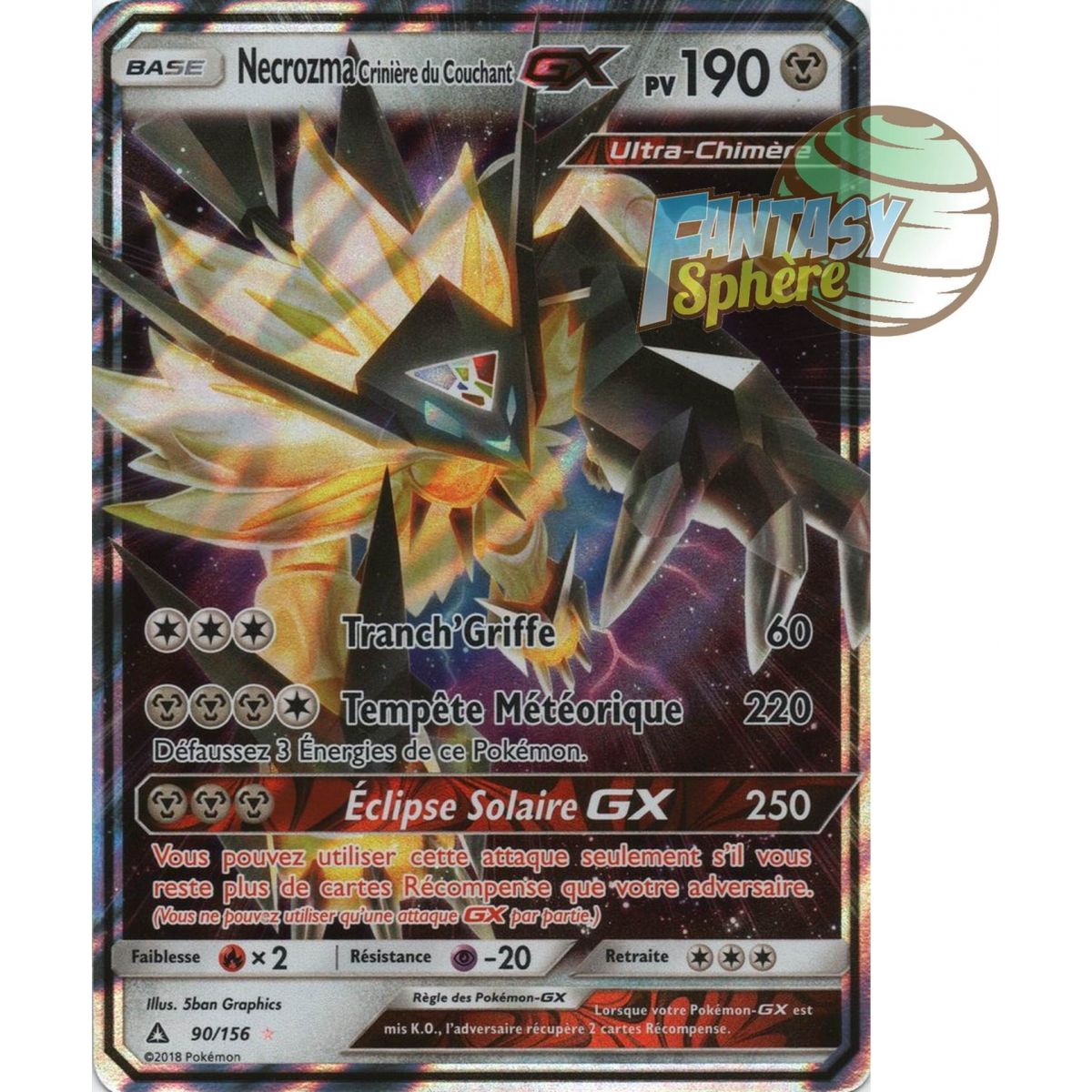 Item Necrozma Crinière du Couchant GX - Ultra Rare 90/156 - Soleil et Lune 5 Ultra Prisme