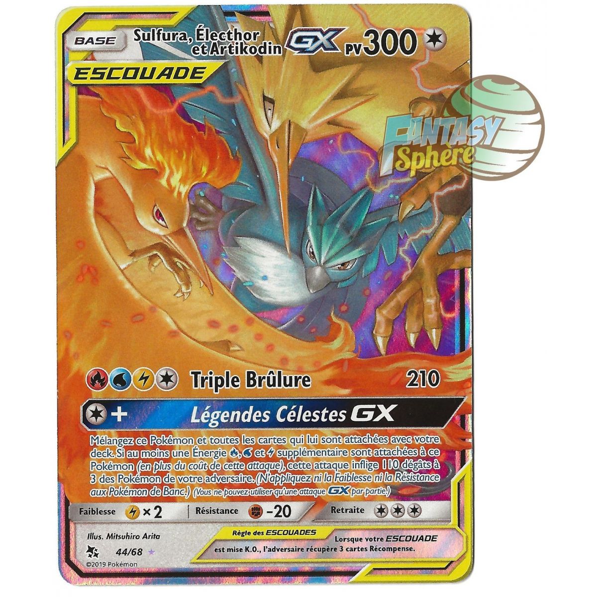 Item Sulfura, Électhor et Artikodin GX - Full Art Ultra Rare 44/68 - Soleil et Lune 11.5 Destinees Occultes