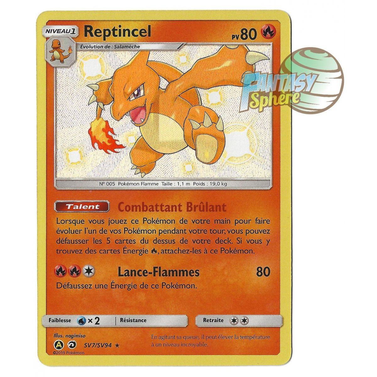 Reptincel - Shiny SV7/SV94 - Soleil et Lune 11.5 Destinees Occultes