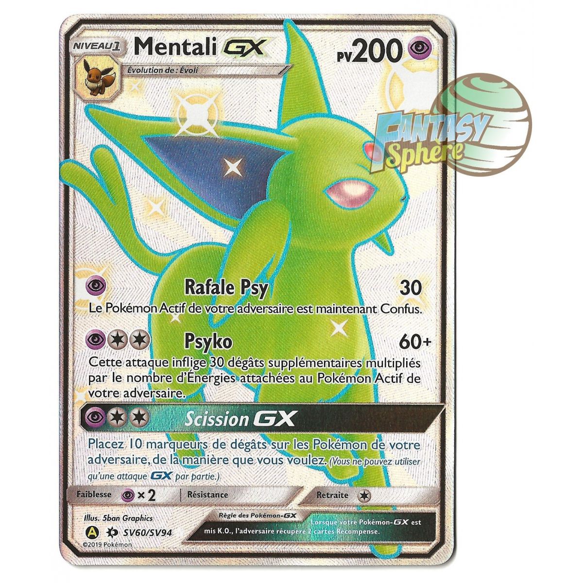 Mentali GX - Full Art Ultra Rare SV60/SV94 - Soleil et Lune 11.5 Destinees Occultes