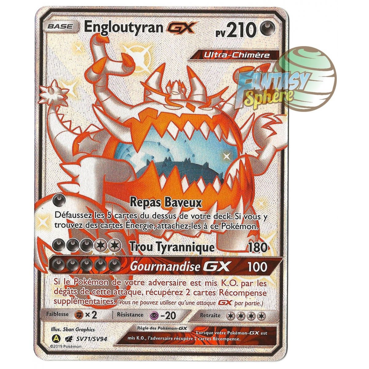 Engloutyran GX - Full Art Ultra Rare SV71/SV94 - Soleil et Lune 11.5 Destinees Occultes
