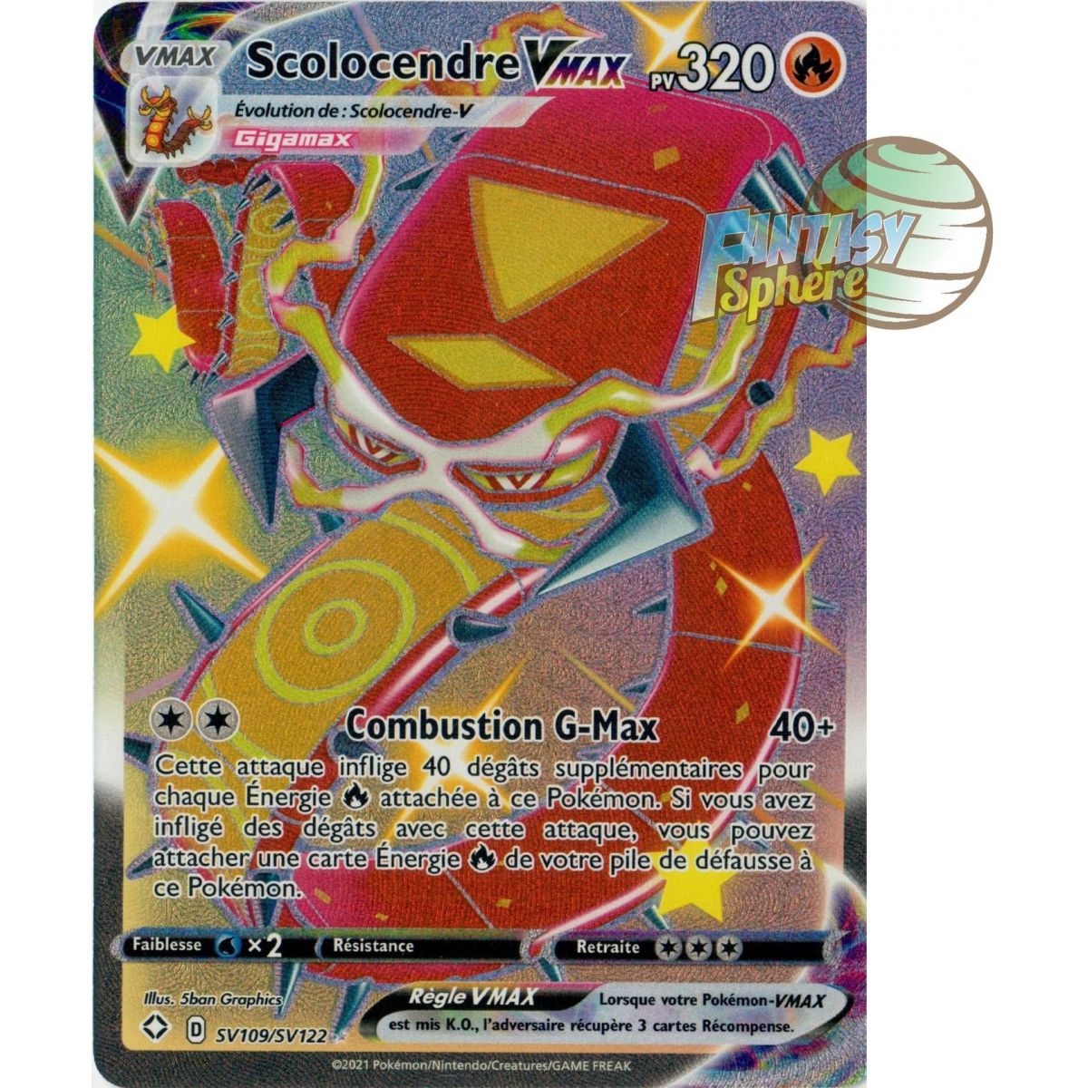 Item Scolocendre Vmax - Full Art Ultra Rare SV109/SV122 - Epee et Bouclier 4.5 Destinées Radieuse