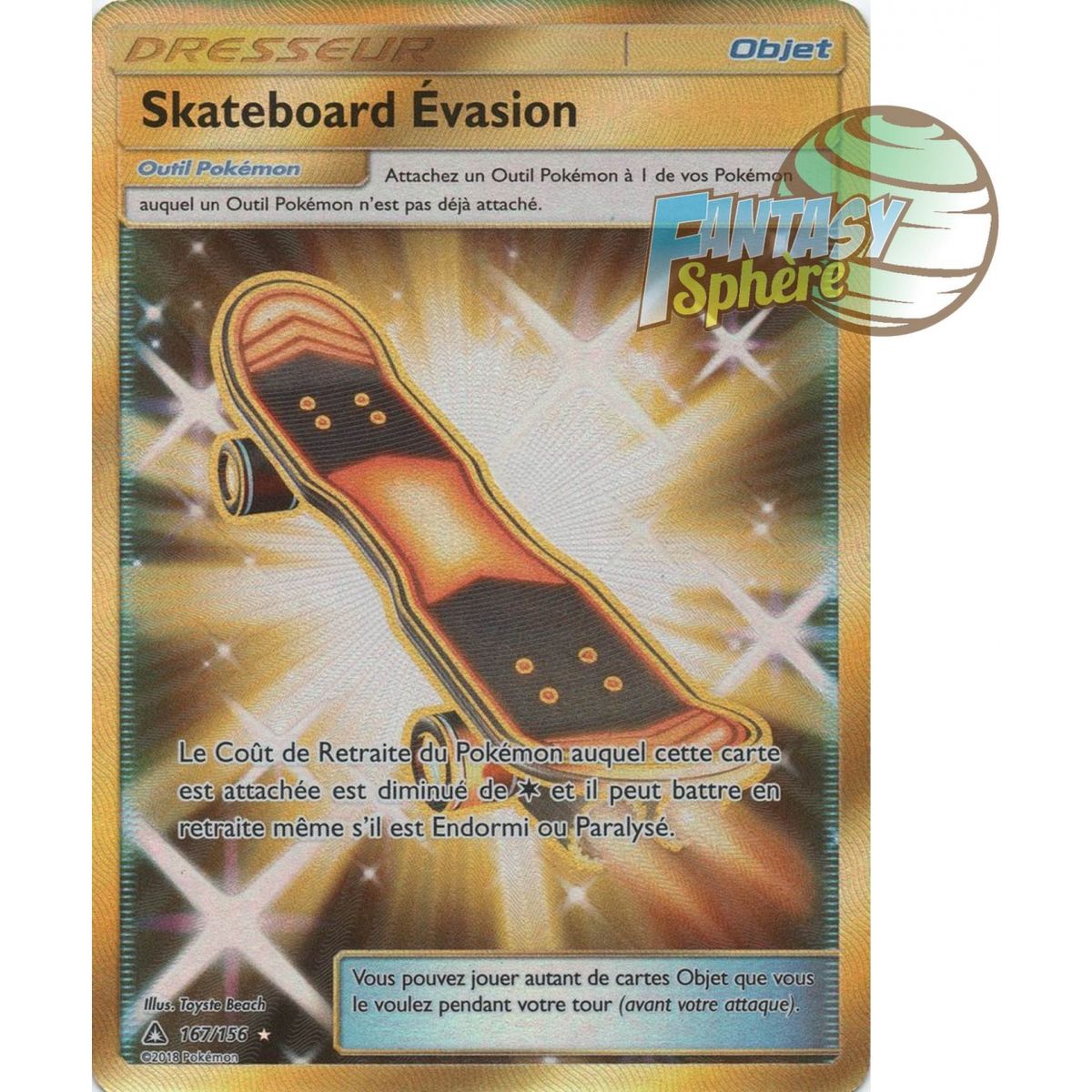 Skateboard Évasion - Secret Rare 167/156 - Soleil et Lune 5 Ultra Prisme