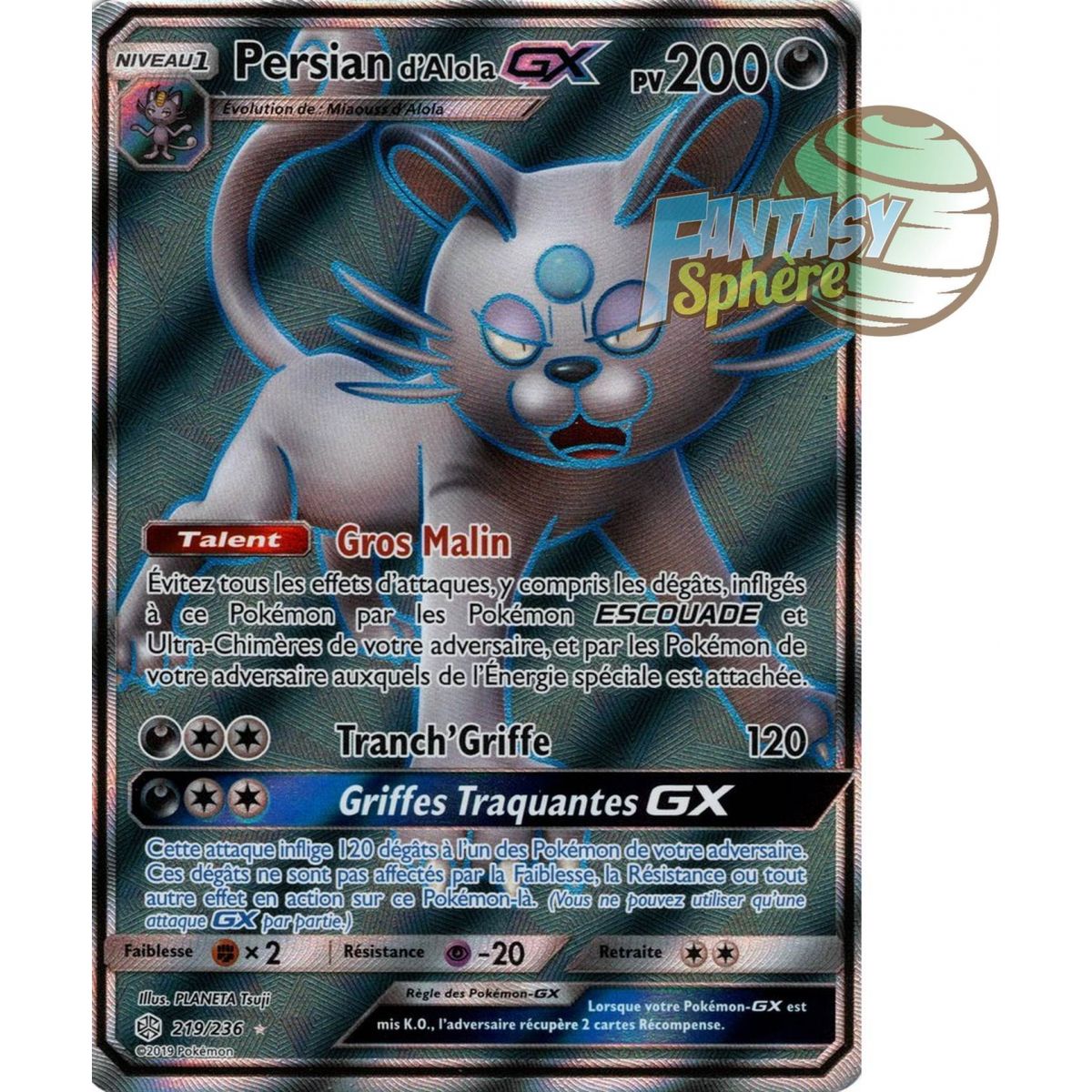 Carte POKÉMON française GX .. GX 95 /236 PLUMELINE éclipse cosmique