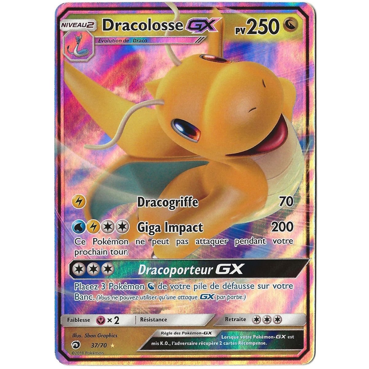 Dracolosse GX - Ultra Rare 37/70 - Soleil et Lune 7.5 Majesté des Dragons