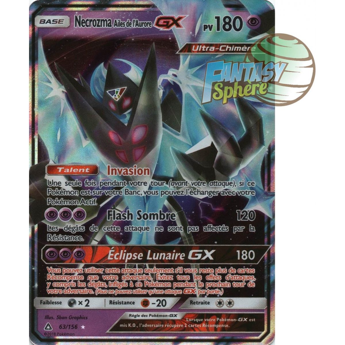 Item Necrozma Ailes de l'Aurore GX - Ultra Rare 63/156 - Soleil et Lune 5 Ultra Prisme