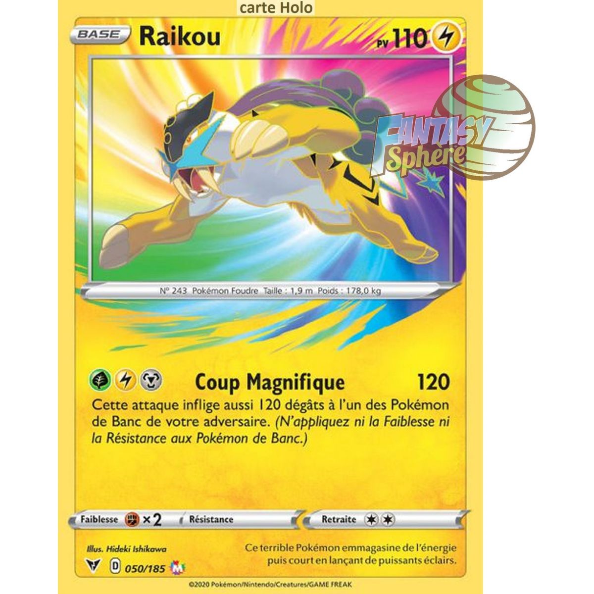 Raikou - Amazing Rare 50/185 - Epee et Bouclier 4 Voltage Eclatant