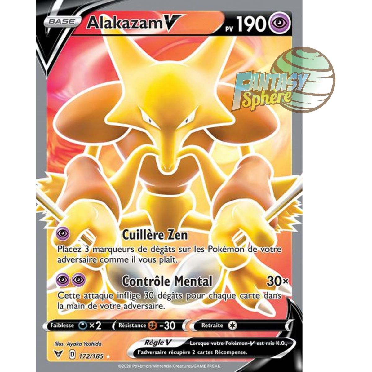 Alakazam V - Full Art Ultra Rare  172/185 - Epee et Bouclier 4 Voltage Eclatant