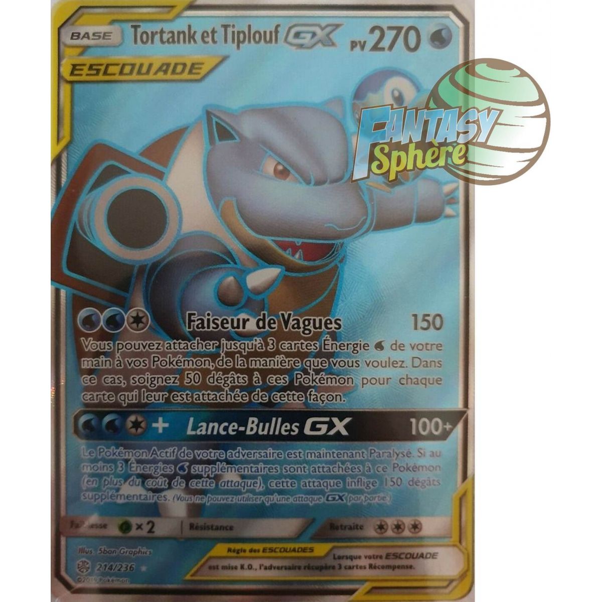 Tortank et Tiplouf GX - Full Art Ultra Rare  214/236 - Soleil et Lune 12 Éclipse Cosmique