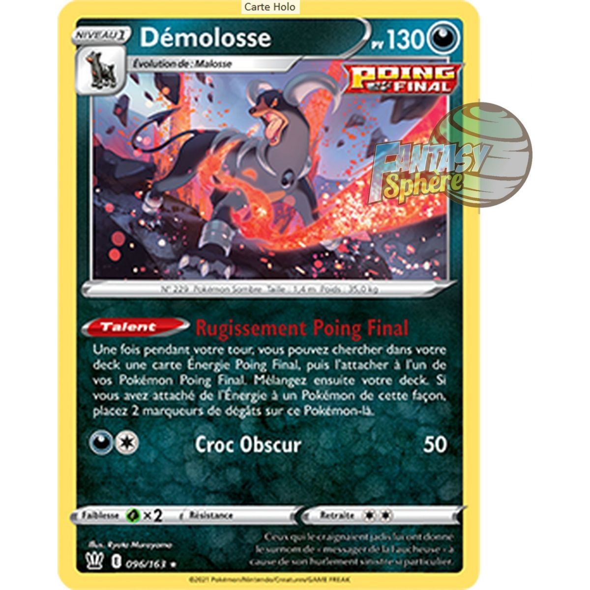 Démolosse - Holo Rare 96/163_H - Epee et Bouclier Style de Combat